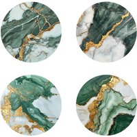 4 pieces of marble pattern printed coasters, suitable for daily family party decoration, office, non-slip wooden coasters