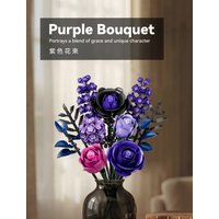 Purple Black Rose Blocks Bouquet Eternal Flower DIY Gift for Her Home Decor