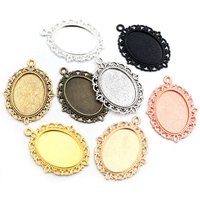 10pcs 18x25mm Inner Size 9 Colors Vintage Style Cameo Cabochon Base Setting Pendant necklace findings