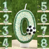 Night Light Green Soccer 0-9 Number Candles Free Combination Set High-End Baking Birthday Cake Topper Decoration