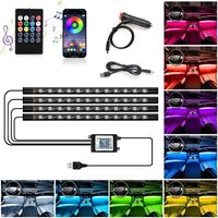 72/48/36 LED RGB Car Foot Ambient Light with USB Cigarette Automotive Interior Lights Strip Decoration Bar Remote/Voice Control