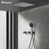 Minimalist Bathroom Ceiling Mount Shower Set System with Rain Shower Head Embedded Hot And Cold Water Dual Function Mixer Tap