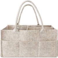 Felt Diaper Caddy Organizer with Handle - Felt Nursery Organizer Basket Storage for Changing Table, Car Travel, and Home Use
