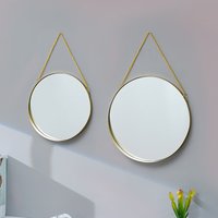 Decorative Mirror Nordic Wrought Iron Round Wall Mounted Mirror Bathroom Dormitory Home Decor Glass Washstand Makeup Mirror