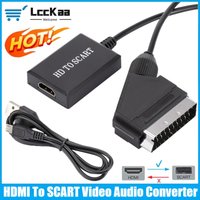 LccKaa 1080P HDMI To SCART Adapter Video Audio Converter Adapter for HD TV DVD for Sky Box STB Plug and Play DC Cable Upscale