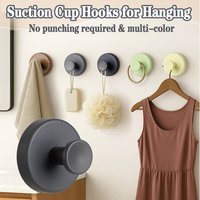 Vacuum Suction Cup Hooks, No Punch Removable Wall Hooks for Bathroom Kitchen Towel Clothes Robe Hanger Multi-Color Shower Hooks