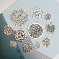 3-50pcs/lot Vintage Flower Of Life Charms Pendants For Diy Keychain Necklace Jewelry Making Findings Supplies Accessories