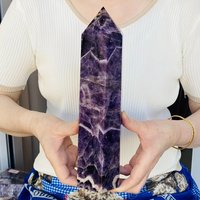 1pc Natural Dreamy Amethyst Quartz Crystal Obelisk,Crystal Wand Point,Mineral Specimen,Energy Balancing, Decoration,Reiki Healin