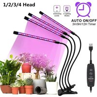 1/2/3/4 Head LED Plant Grow Light With Clip-on Plant Light 3 Light Color Switching USB Timable Dimming Full Spectrum Grow Lamp