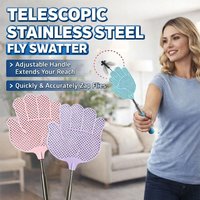 Telescopic Fly Swatter Extendable Heavy Duty Flyswatter with Anti-Slip Handle Durable Stainless Steel for Indoor Outdoor Home