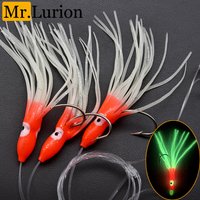 Mrlurion 3bags deep sea fishing tackle , Artificial Octopus Skirt sabiki rigging hooks ,Squid soft lure baits for sea bass isca