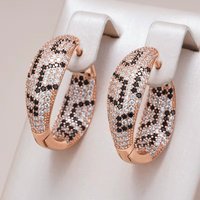 Fashion Synthetic Zircon Leopard Print Hoop Earrings For Women Unique Rose Golden Color Earrings Party Daily Charm Jewelry