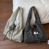 Casual Simple Polka Dots Handbag, Korean Double-Sided Shoulder Bag, Fashionable Large Capacity Commuting Bag Tote Bag