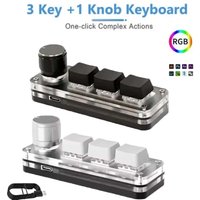 USB Mechanical Keyboard for Photoshop 3 Keys 1 Knob RGB Programming Macro Gaming Custom Programming Knob Keypads Mini Keyboard