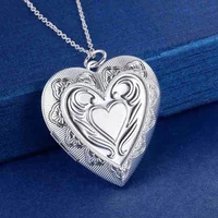 925 Sterling Silver Necklace Heart Photo Frame Pendant Necklaces for Women Wedding Anniversary Gifts Fashion Jewelry