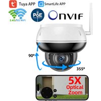 5MP Tuya WiFi POE Onvif 5X Optical Zoom Outdoor PTZ Motion Tracking IR Audio Video Security CCTV Camera Systems SmartLife APP