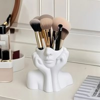 1 PCS Elegant and Lightweight Plastic Makeup Brush Holder - Desktop Makeup Storage Box Suitable for Bathrooms or Dressing Tables