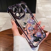Cute Flower Electroplated Airbag Anti-Fall Clear Phone Case For iPhone 17 Air 16 15 14 13 12 11 Pro Max Plus Cover for 17Pro MAX