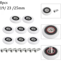 8Pcs Shower Door Roller Runner Wheels 19/23/25mm Bath Cabinet Roller Wheel Replacement Room Cabins Sliding Runner Pulley