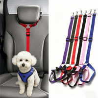 Adjustable Pet Car Seat Belt Two-in-One Nylon Lead Leash Backseat Safety Harness Collar for Dogs Pet Travel Accessories