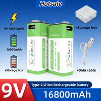 Akumulator litowo-jonowy 9V 16800mAh z portem Type-C - Bardzo wytrzymałe źródło zasilania do multimetru, mikrofonu, zabawek, urządzeń zdalnego sterowania