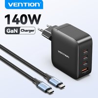 Vention 140W GaN Charger Kit USB Type C Charge For IPhone17 16 15 14 Pro Max iPad Samsung Laptops PD3.0 QC4.0 Phone Fast Charger
