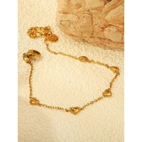 Korean Fashion Chain Bracelets Heart Love for Women Stainless Steel Gold Plated Jewelry Waterproof Party Valentine's Day Gifts