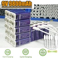 9Volt PP3 6F22 Li-ion Rechargeable Battery Type-C Charging High Capacity for Multimeter, Microphone, Smoke Detector, KTV & Toy