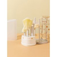 Neues 8-in-1-Babyflaschenbürsten-Set aus Silikon mit tragbarem Etui, Reinigungsbürste mit Wäscheständer, Strohhalmbürste, Nippelbürste