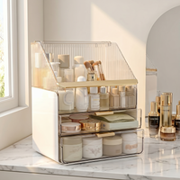 Makeup Organizer Countertop with Lid 3 Tiers Clear Skincare Cosmetic Display Storage Case for Vanity Bedroom Bathroom Dresser