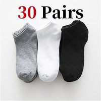 30Pairs/Lot Men's Short Socks Summer Thin Breathable Soft Comfortable Ankle Socks Men Casual Black White Grey Mens Socks EU38-44