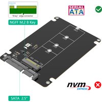 M.2 SSD to 2.5 SATA Enclosure B Key SATA SSD Converter to 2.5 Inch SATA 3.0 6Gbps with 7mm Plastic Case For 2230 2242 2260 2280
