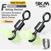 9KM 3 Way Swivels Glow Beads 15~60Pcs Fishing Swivels for Saltwater Fishing Rolling Swivel T-Shape Fishing Connector