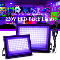 395nm LED UV-Flutlicht 50W 100W Bühnen-Schwarzlicht AC220V mit EU-Stecker, wasserdicht für den Außenbereich, UV-Fluoreszenz-Party-Bühnen-Hintergrundbeleuchtung