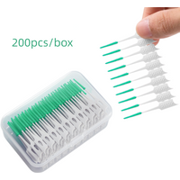 200pcs/box Interdental Brush 2 in 1 Straight Silicone Toothpick Brush Teeth Gap Cleaning Tool Portable Oral Hygiene Care Set