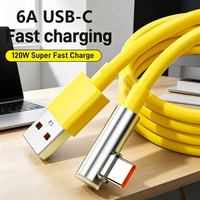 120W 6A 90° Elbow Type C Cable, Right Angle Super Fast Charging Data Cord, Durable Charger Cable for Xiaomi 14 Ultra, Poco Redmi