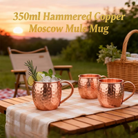 Moscow Mule Mug Durable Coppery Beer Mugs 350ml Coffee Mug Milk Cup Drinkware 304 Stainless Steel Copper-Plated Hammered Cup