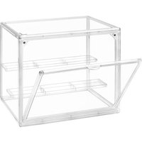 Clear Acrylic Display Case – Dustproof with Openable Door & Removable 2-Tier Shelves, Easy to Assemble | For Figures/Models