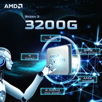 AMD Ryzen 3 3200G 4-Core 4-Thread DDR4 12NM L3=4M 3.6GHz Processor 65W Socket AM4 R3 3200G but without fan