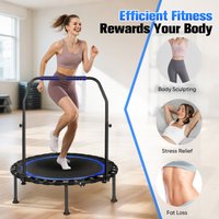 101 cm faltbares Trampolin, Fitness-Rebounder, leises Trampolin mit verstellbarem Griff, platzsparendes Design für Erwachsene, ideal für das Training zu Hause.