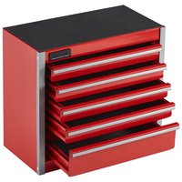 Werkzeugkasten 218 x 118 x 205 mm, Metall-Werkzeugkoffer mit 5 Schubladen, Werkzeugkasten mit EVA-Einsätzen und PP-Fußpolstern, robuster Stahl mit Kugellageröffnung und Pulverbeschichtung, rot