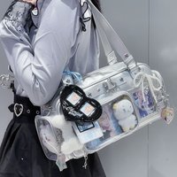 Kawaii Transparent Ita Bag Large Capacity Crossbody Bag For Show Anime Pins Chain Design Casual Daily Shoulder Bag For Students
