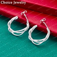 925 Sterling Silver Line Stud Earrings For Women Wedding Engagement Party Fashion Jewelry Charms Accessories