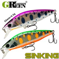 GREENSPIDER New 55mm 4.5g Hard Lures Sinking Minnow Wobblers Angler Lure for Fishing Fish Baits