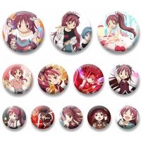 Puella Magi Madoka Magica Character Brooch Cute Anime Badge Cartoon Role Kyoko Sakura Round Lapel Pins Jewelry Accessories Gifts