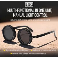 Polarized Round Sunglasses ND9 Adjustable Dimming Sun Glasses Steampunk Men Women Retro Punk Fishing Eyewear Outdoor With Case