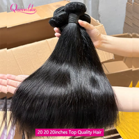 Queenlike 12A Straight Human Hair Bundles Brazilian Hair Weave 1/3/4 PCS Bundles Human Hair Natural Black Remy Hair Extensions