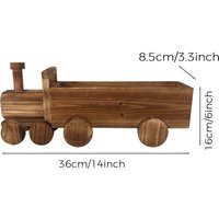 Retro Design Plant Pot Vintage Wooden Train Flower Pot for Home Garden Decor Handmade Bonsai Planter with Drainage for Patio