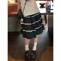 2026 New Summer Lace New Polka Dot Cake Skirt Women Sweet Casual Loose Short A-Skirts Female Chic Kawaii Thin Outfits