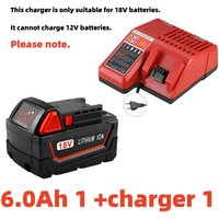 ๐ฅFor Milwaukee M18 Power Tool Battery, Charger, BR, XC, 18V, 6000mAh M18B5, 48-11-1860, Built-in 18650 Battery